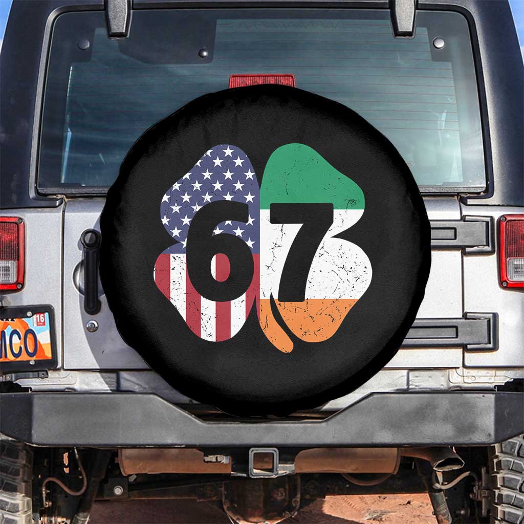 Six Seven 6 7 St Patricks Day Spare Tire Cover 67 Meme Irish American Ireland Flag Lucky Shamrocks TS10 No hole Black Print Your Wear