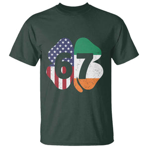 Six Seven 6 7 St Patricks Day T Shirt 67 Meme Irish American Ireland Flag Lucky Shamrocks TS10 Dark Forest Green Print Your Wear