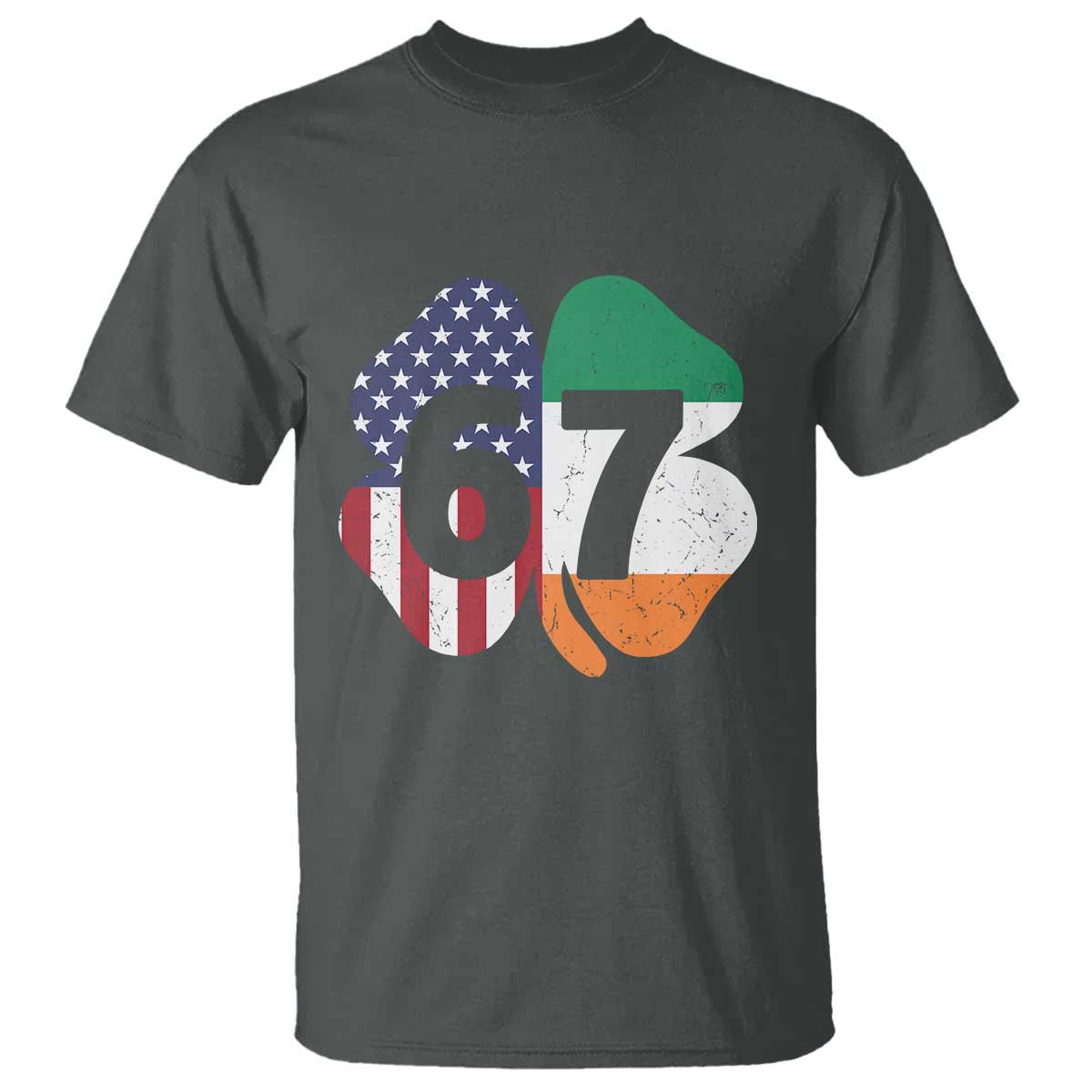 Six Seven 6 7 St Patricks Day T Shirt 67 Meme Irish American Ireland Flag Lucky Shamrocks TS10 Dark Heather Print Your Wear