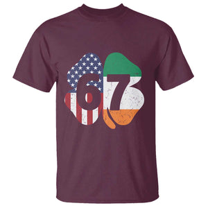 Six Seven 6 7 St Patricks Day T Shirt 67 Meme Irish American Ireland Flag Lucky Shamrocks TS10 Maroon Print Your Wear