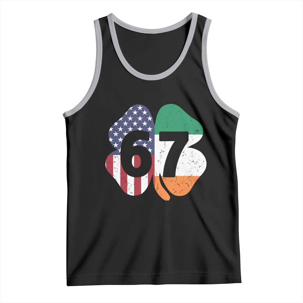 Six Seven 6 7 St Patricks Day Tank Top 67 Meme Irish American Ireland Flag Lucky Shamrocks TS10 Black Athletic Heather Print Your Wear
