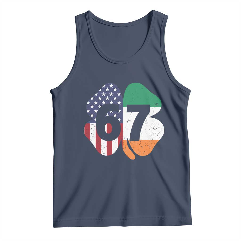 Six Seven 6 7 St Patricks Day Tank Top 67 Meme Irish American Ireland Flag Lucky Shamrocks TS10 Navy Print Your Wear