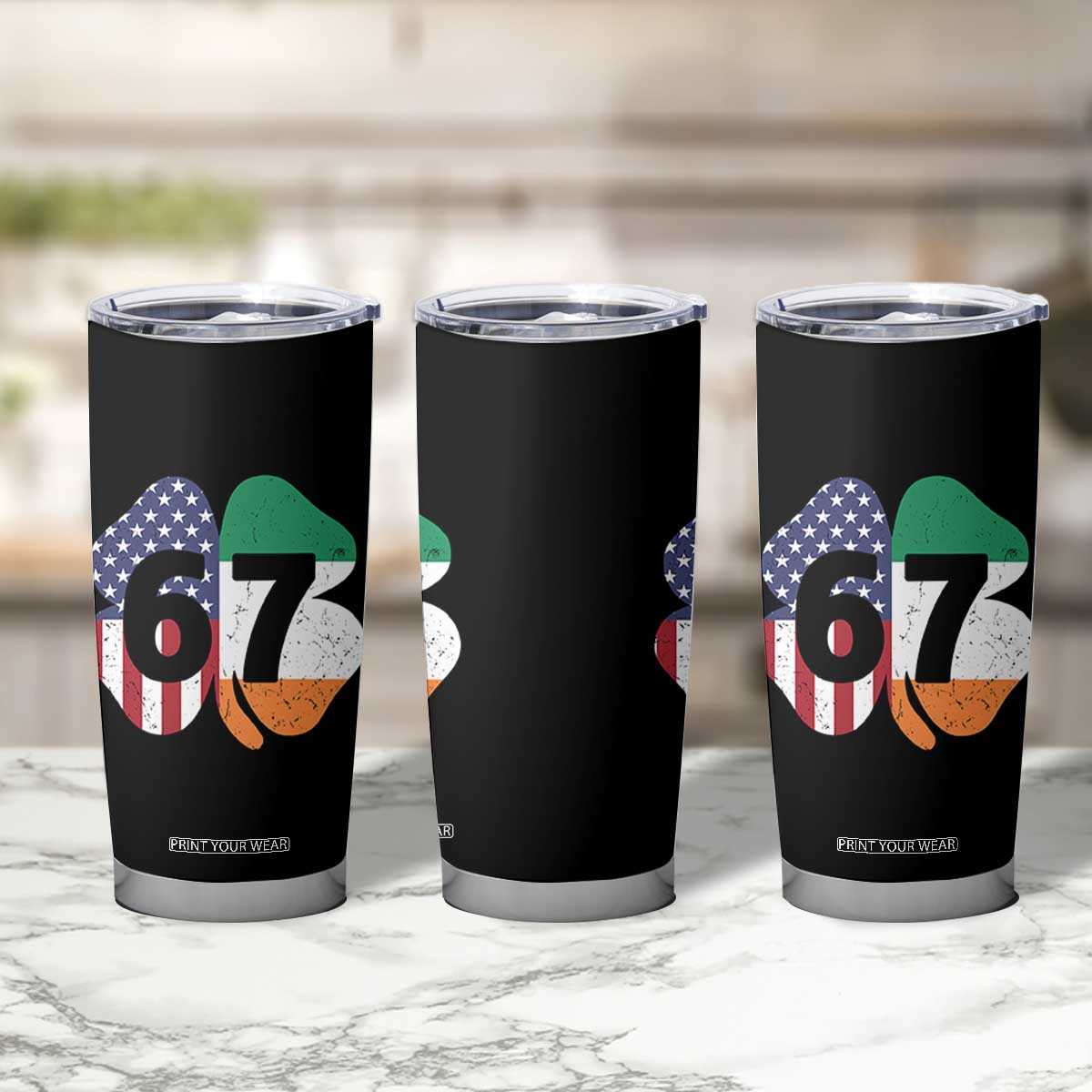 Six Seven 6 7 St Patricks Day Tumbler Cup 67 Meme Irish American Ireland Flag Lucky Shamrocks TS10 Print Your Wear