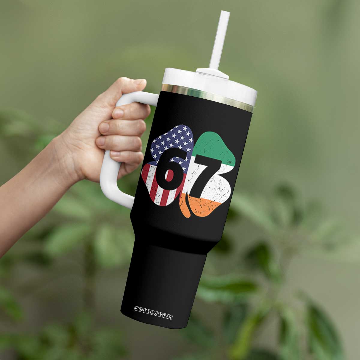 Six Seven 6 7 St Patricks Day Tumbler With Handle 67 Meme Irish American Ireland Flag Lucky Shamrocks TS10 Print Your Wear