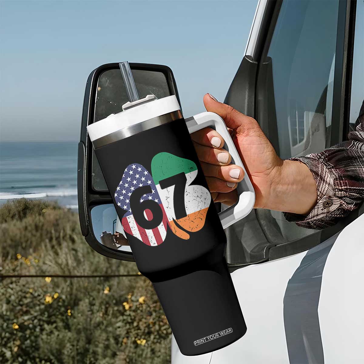 Six Seven 6 7 St Patricks Day Tumbler With Handle 67 Meme Irish American Ireland Flag Lucky Shamrocks TS10 Print Your Wear