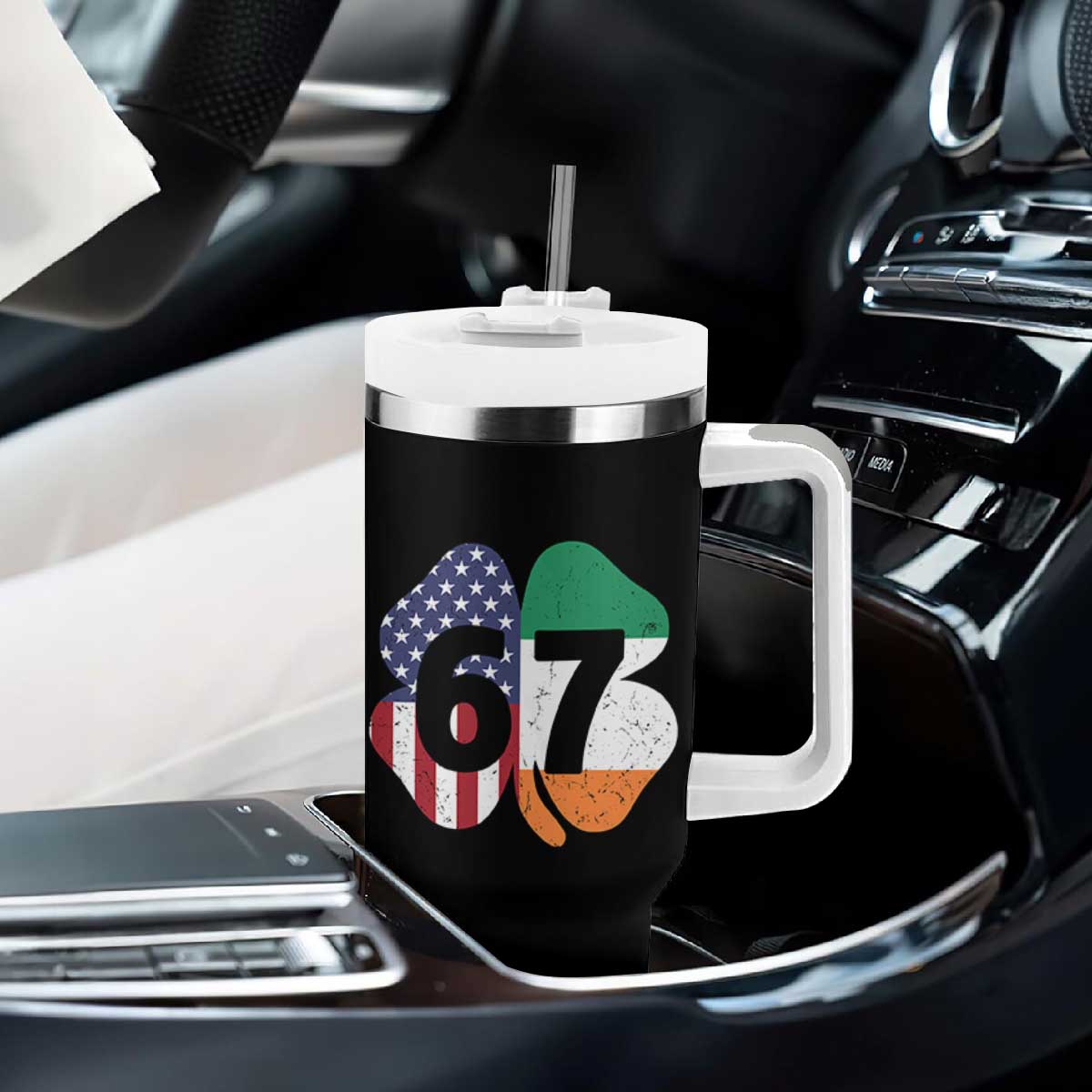 Six Seven 6 7 St Patricks Day Tumbler With Handle 67 Meme Irish American Ireland Flag Lucky Shamrocks TS10 Print Your Wear