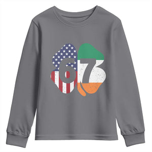 Six Seven 6 7 St Patricks Day Youth Sweatshirt 67 Meme Irish American Ireland Flag Lucky Shamrocks TS10 Charcoal Print Your Wear