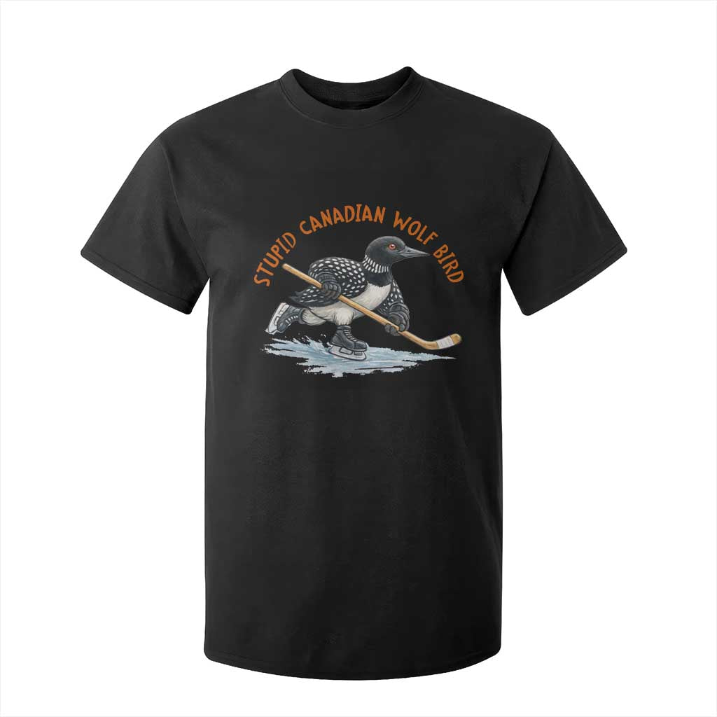 Stupid Canadian Wolf Bird T Shirt For Kid Funny Romance Hockey Fan LGBTQ+ TS10 Black Print Your Wear