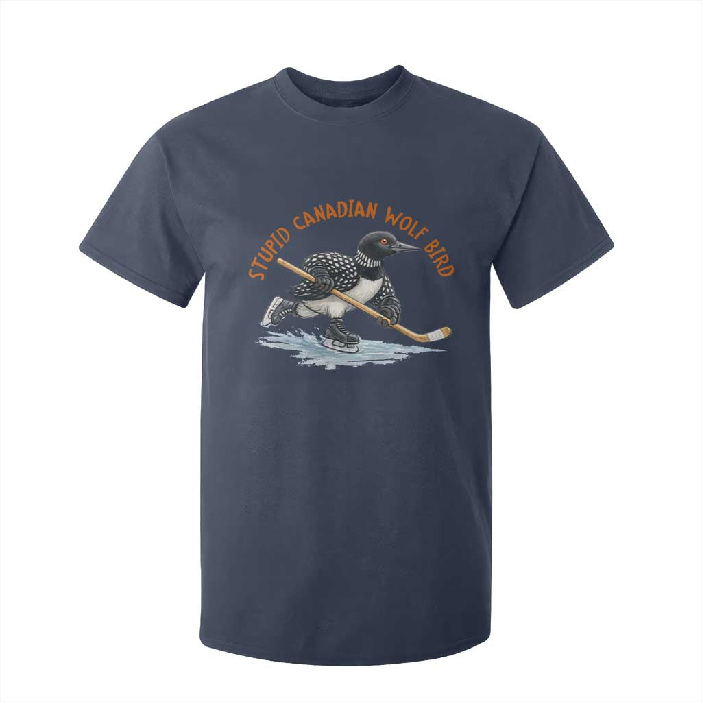 Stupid Canadian Wolf Bird T Shirt For Kid Funny Romance Hockey Fan LGBTQ+ TS10 Navy Print Your Wear