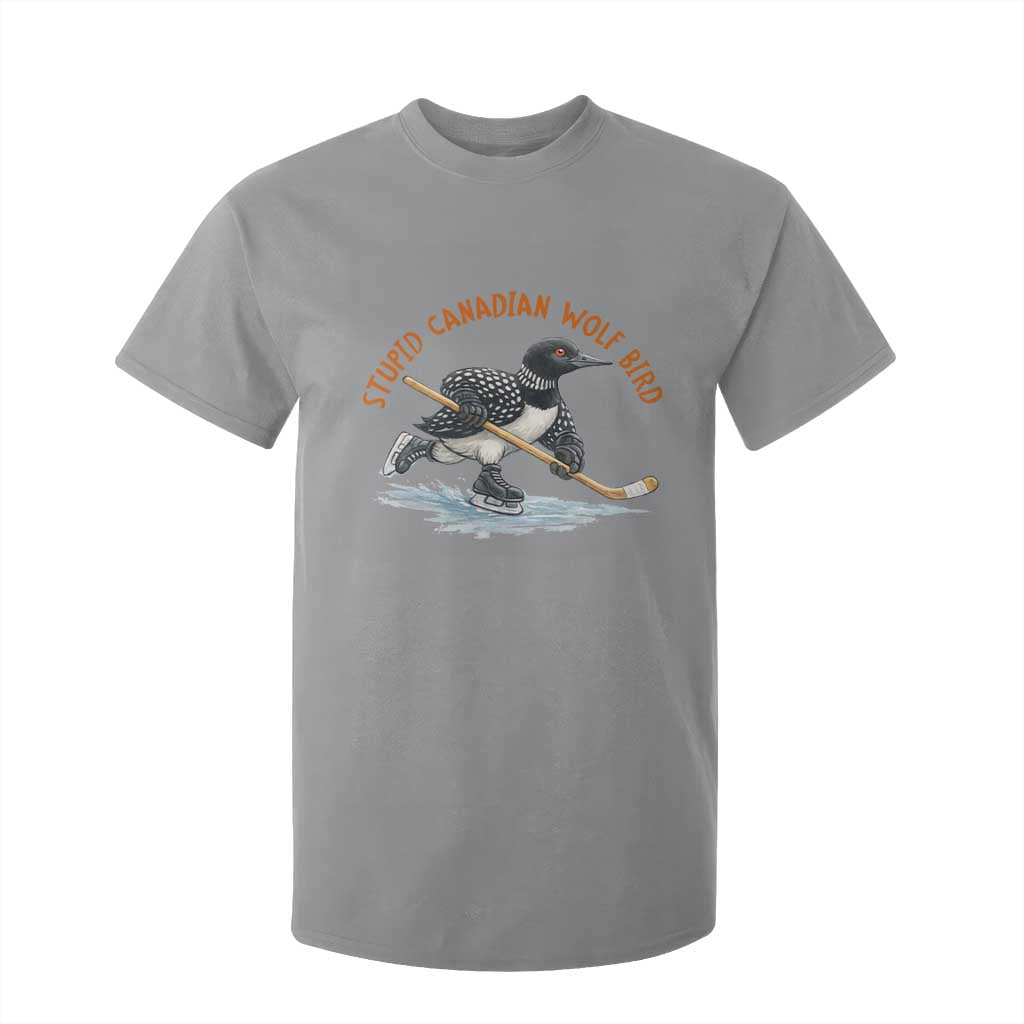Stupid Canadian Wolf Bird T Shirt For Kid Funny Romance Hockey Fan LGBTQ+ TS10 Sport Gray Print Your Wear