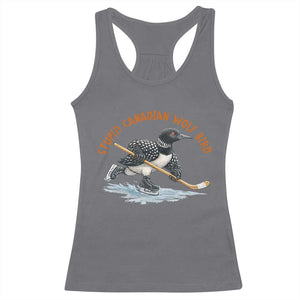 Stupid Canadian Wolf Bird Racerback Tank Top Funny Romance Hockey Fan LGBTQ+ TS10 Charcoal Print Your Wear