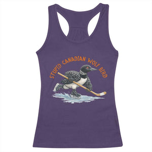 Stupid Canadian Wolf Bird Racerback Tank Top Funny Romance Hockey Fan LGBTQ+ TS10 Purple Print Your Wear