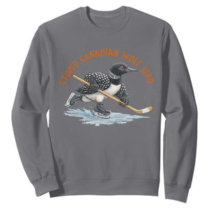 Stupid Canadian Wolf Bird Sweatshirt Funny Romance Hockey Fan LGBTQ+ TS10 Charcoal Print Your Wear