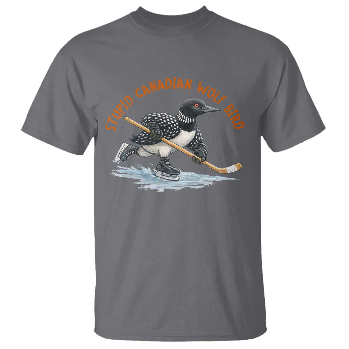 Stupid Canadian Wolf Bird T Shirt Funny Romance Hockey Fan LGBTQ+ TS10 Charcoal Print Your Wear