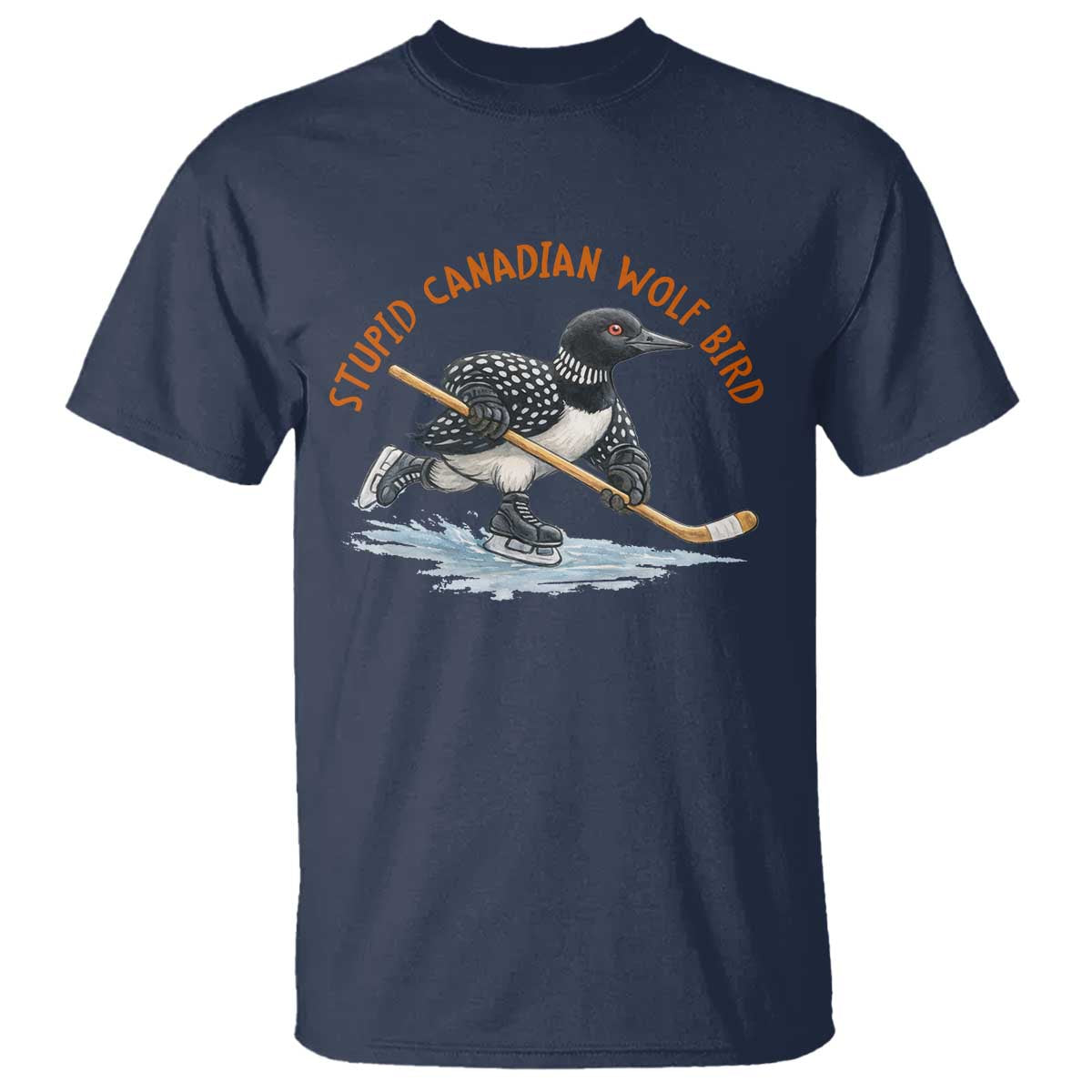 Stupid Canadian Wolf Bird T Shirt Funny Romance Hockey Fan LGBTQ+ TS10 Navy Print Your Wear