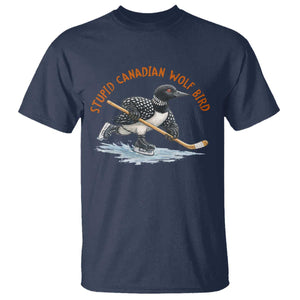 Stupid Canadian Wolf Bird T Shirt Funny Romance Hockey Fan LGBTQ+ TS10 Navy Print Your Wear