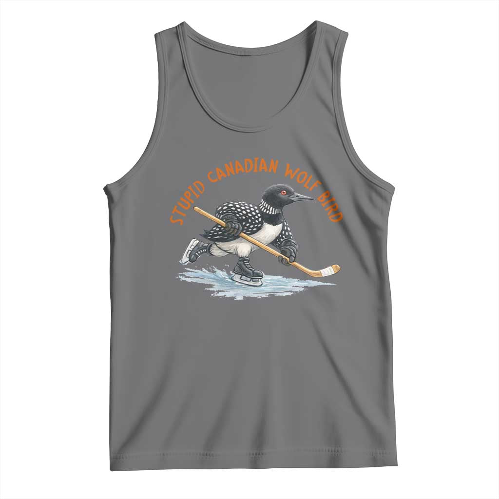 Stupid Canadian Wolf Bird Tank Top Funny Romance Hockey Fan LGBTQ+ TS10 Black Heather Print Your Wear