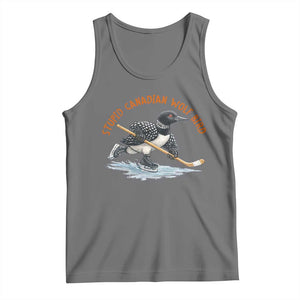 Stupid Canadian Wolf Bird Tank Top Funny Romance Hockey Fan LGBTQ+ TS10 Black Heather Print Your Wear