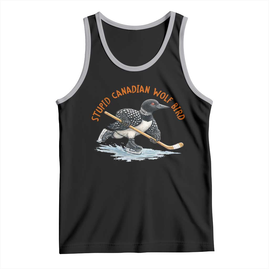 Stupid Canadian Wolf Bird Tank Top Funny Romance Hockey Fan LGBTQ+ TS10 Black Athletic Heather Print Your Wear