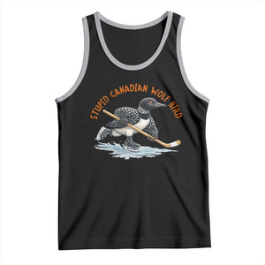 Stupid Canadian Wolf Bird Tank Top Funny Romance Hockey Fan LGBTQ+ TS10 Black Athletic Heather Print Your Wear