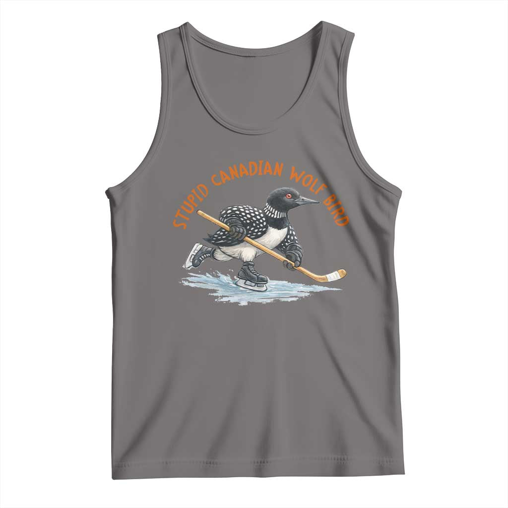 Stupid Canadian Wolf Bird Tank Top Funny Romance Hockey Fan LGBTQ+ TS10 Deep Heather Print Your Wear