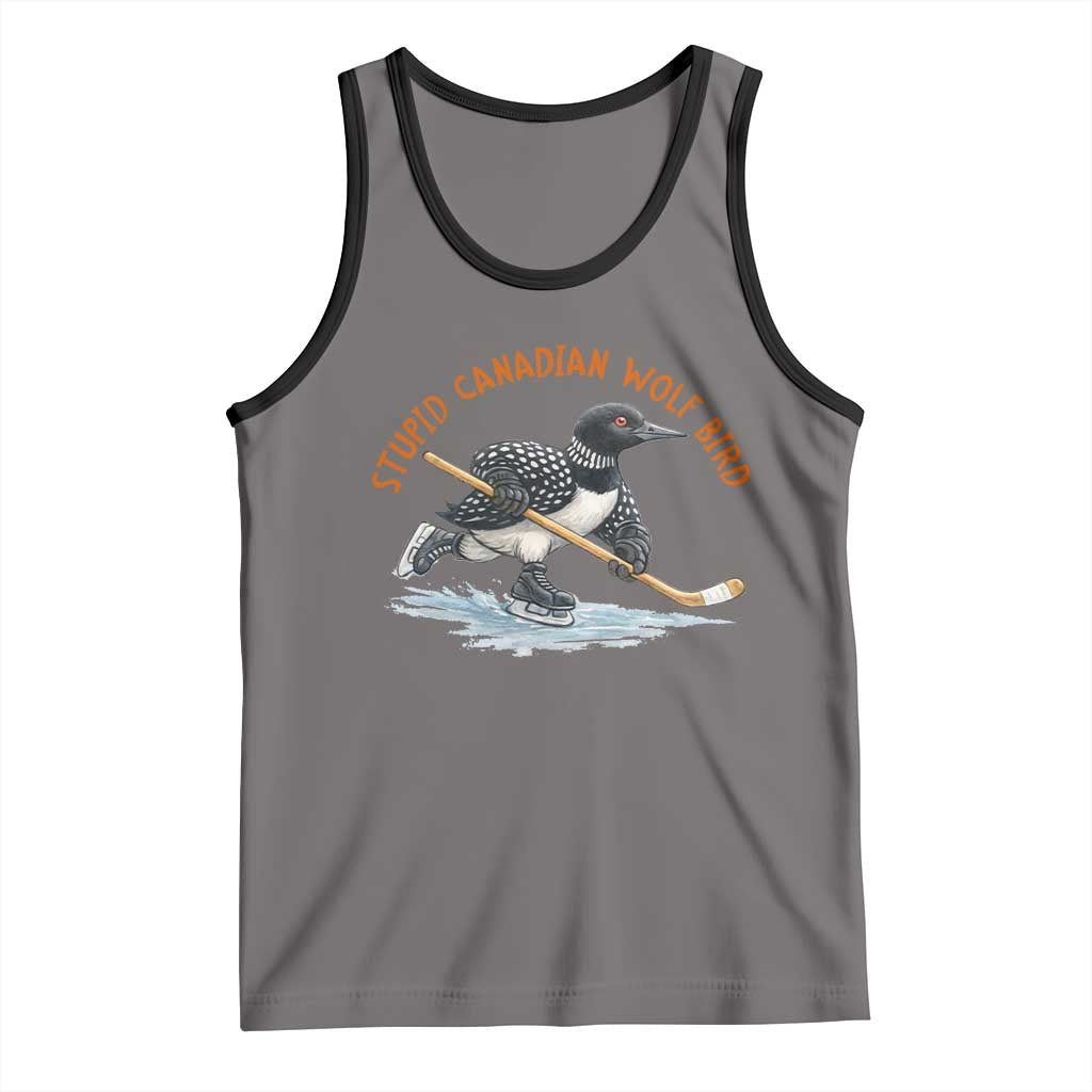Stupid Canadian Wolf Bird Tank Top Funny Romance Hockey Fan LGBTQ+ TS10 Deep Heather Black Print Your Wear
