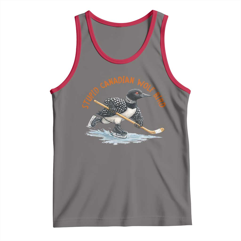 Stupid Canadian Wolf Bird Tank Top Funny Romance Hockey Fan LGBTQ+ TS10 Deep Heather Red Print Your Wear