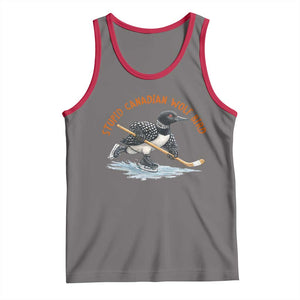 Stupid Canadian Wolf Bird Tank Top Funny Romance Hockey Fan LGBTQ+ TS10 Deep Heather Red Print Your Wear