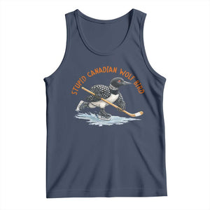 Stupid Canadian Wolf Bird Tank Top Funny Romance Hockey Fan LGBTQ+ TS10 Navy Print Your Wear