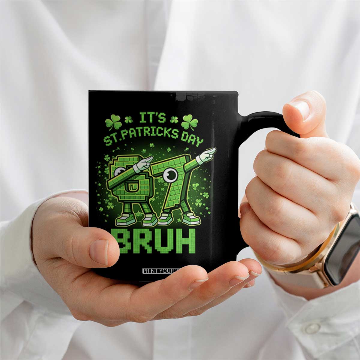 Its St Patricks Day 67 Bruh Coffee Mug Funny Shamrock Six Seven 6 7 Meme Gen Alpha TS10 Print Your Wear