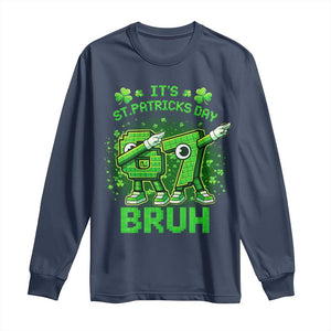 Its St Patricks Day 67 Bruh Long Sleeve Shirt Funny Shamrock Six Seven 6 7 Meme Gen Alpha TS10 Navy Print Your Wear