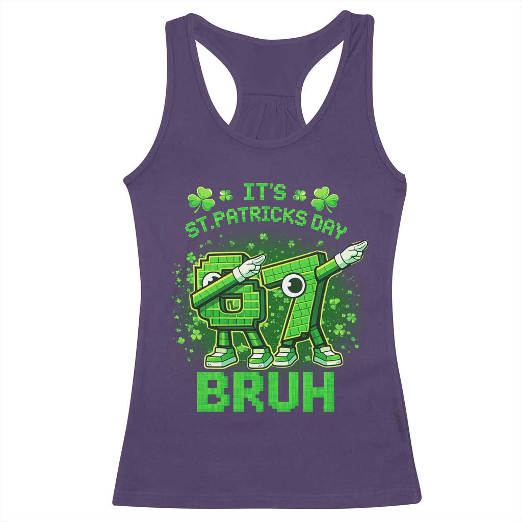 Its St Patricks Day 67 Bruh Racerback Tank Top Funny Shamrock Six Seven 6 7 Meme Gen Alpha TS10 Purple Print Your Wear