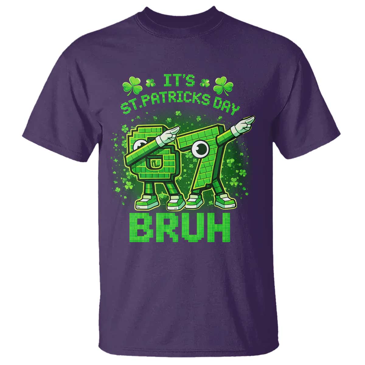 Its St Patricks Day 67 Bruh T Shirt Funny Shamrock Six Seven 6 7 Meme Gen Alpha TS10 Purple Print Your Wear