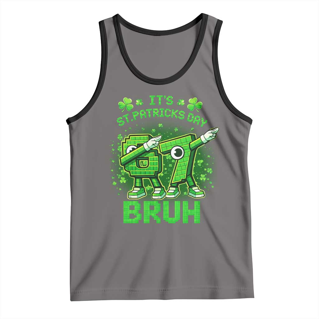 Its St Patricks Day 67 Bruh Tank Top Funny Shamrock Six Seven 6 7 Meme Gen Alpha TS10 Deep Heather Black Print Your Wear