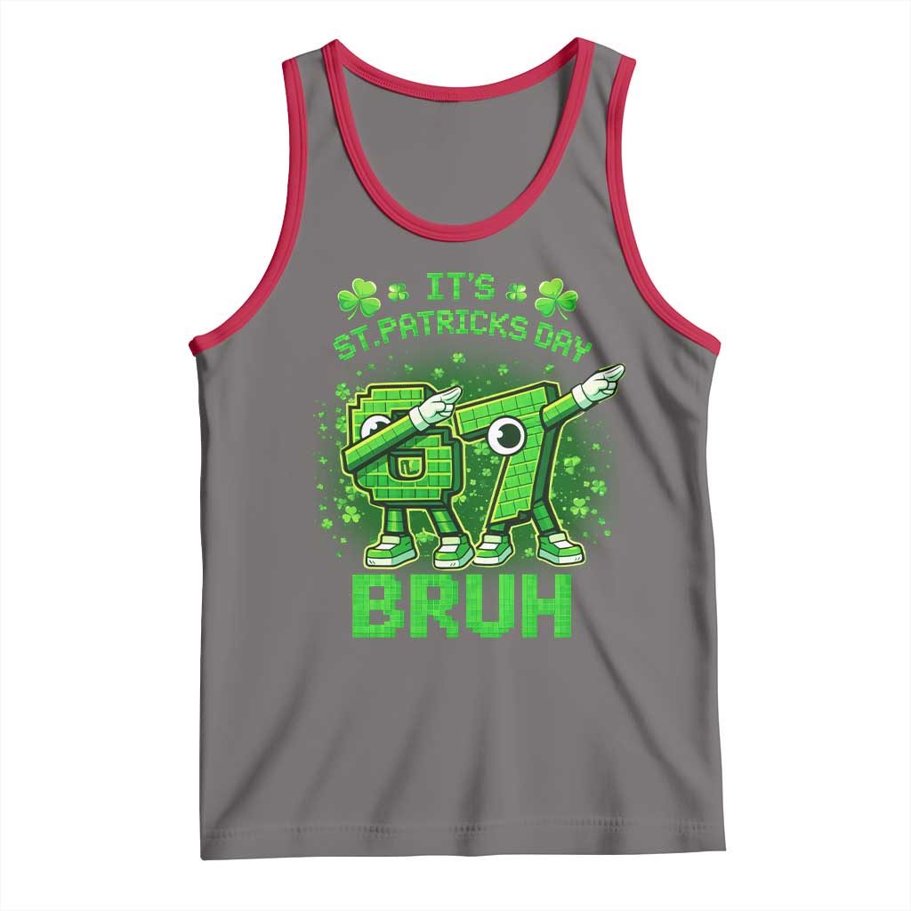 Its St Patricks Day 67 Bruh Tank Top Funny Shamrock Six Seven 6 7 Meme Gen Alpha TS10 Deep Heather Red Print Your Wear