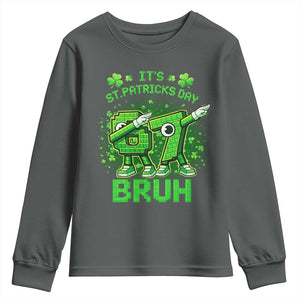 Its St Patricks Day 67 Bruh Youth Sweatshirt Funny Shamrock Six Seven 6 7 Meme Gen Alpha TS10 Dark Heather Print Your Wear