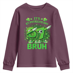 Its St Patricks Day 67 Bruh Youth Sweatshirt Funny Shamrock Six Seven 6 7 Meme Gen Alpha TS10 Maroon Print Your Wear
