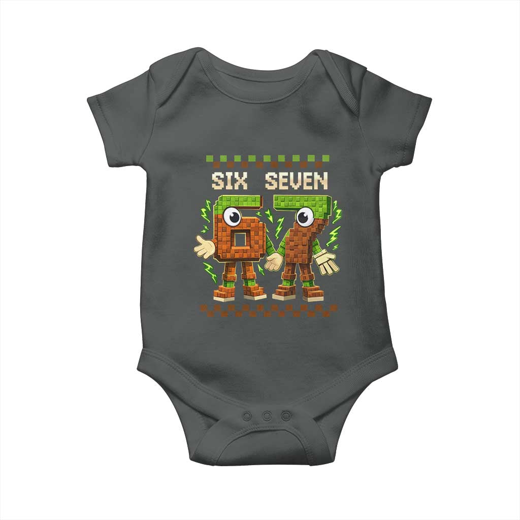 Six Seven Brainrot Italian Funny 67 Baby Onesie Checkered Kids Gaming Meme TS10 Dark Heather Print Your Wear