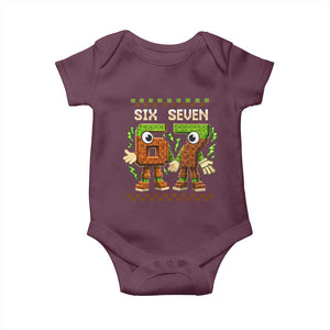 Six Seven Brainrot Italian Funny 67 Baby Onesie Checkered Kids Gaming Meme TS10 Maroon Print Your Wear