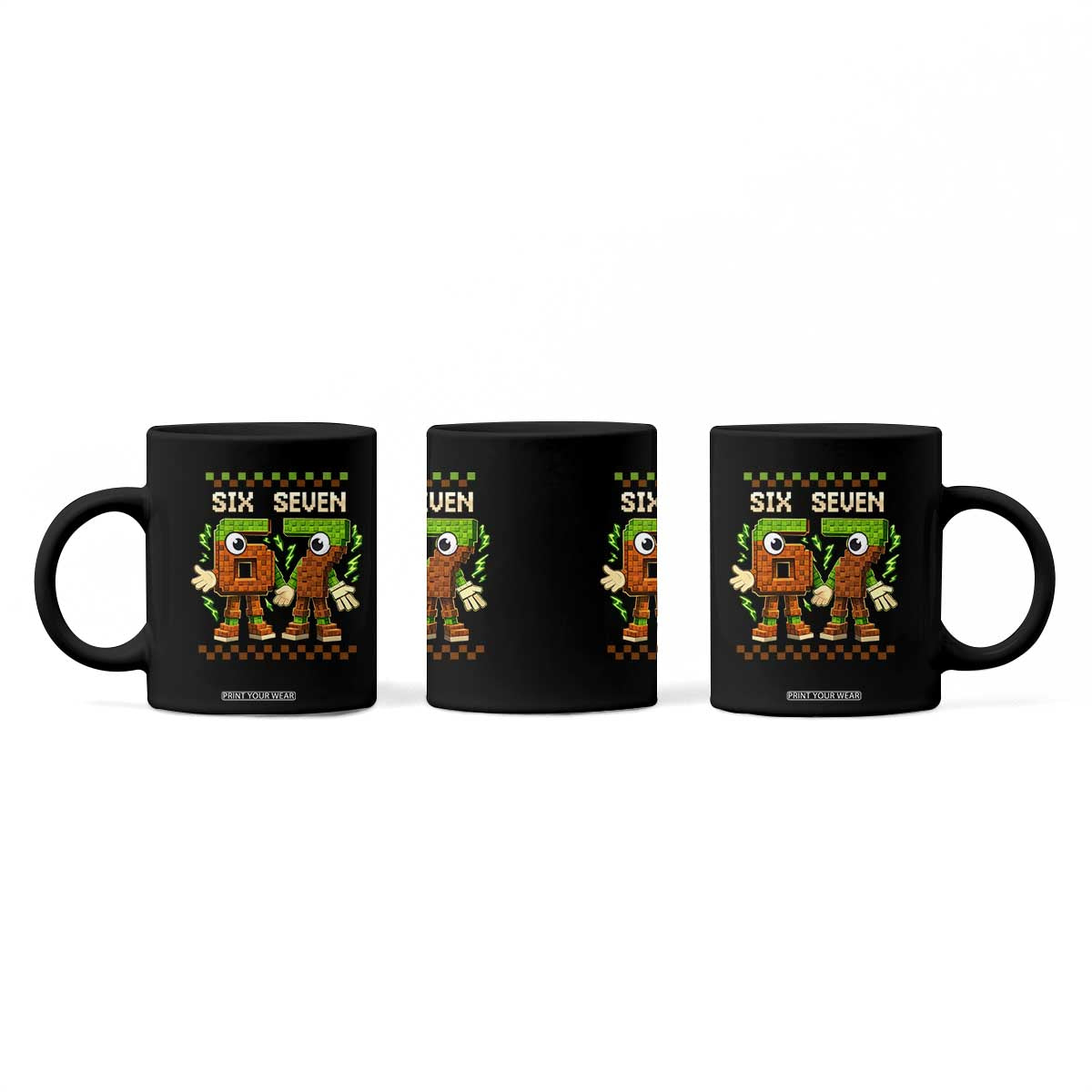 Six Seven Brainrot Italian Funny 67 Coffee Mug Checkered Kids Gaming Meme TS10 Print Your Wear