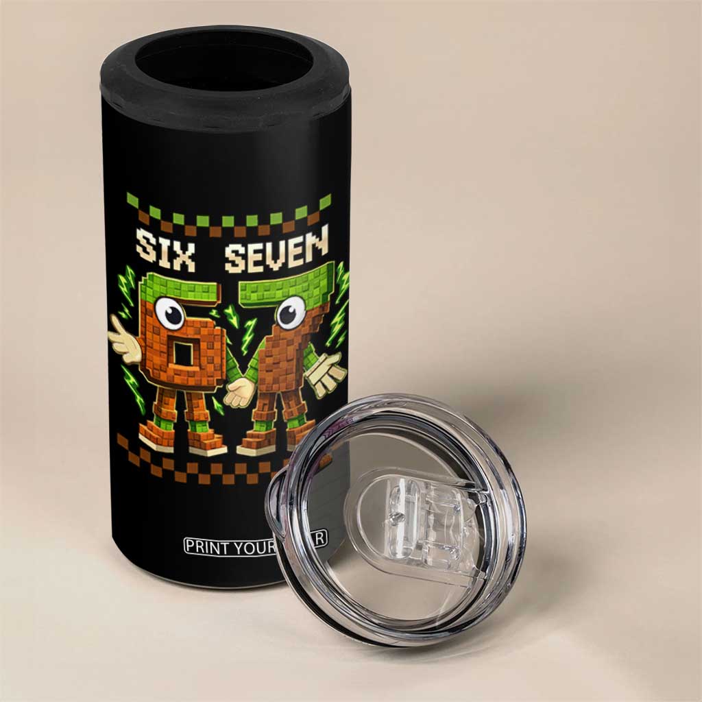Six Seven Brainrot Italian Funny 67 4 in 1 Can Cooler Tumbler Checkered Kids Gaming Meme TS10 Print Your Wear