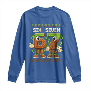 Six Seven Brainrot Italian Funny 67 Long Sleeve Shirt Checkered Kids Gaming Meme TS10 Royal Blue Print Your Wear