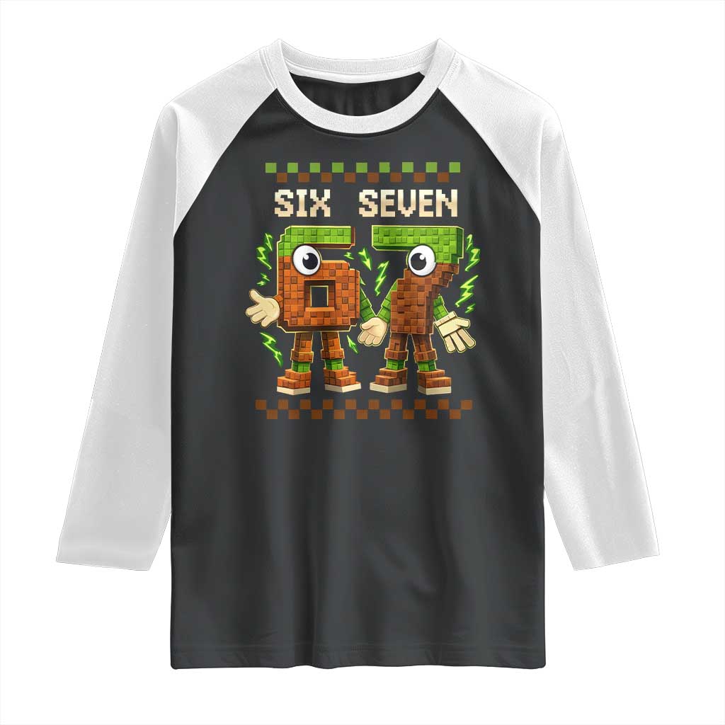 Six Seven Brainrot Italian Funny 67 Raglan Shirt Checkered Kids Gaming Meme TS10 Black White Print Your Wear