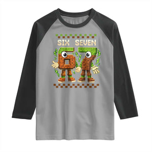 Six Seven Brainrot Italian Funny 67 Raglan Shirt Checkered Kids Gaming Meme TS10 Sport Gray Black Print Your Wear