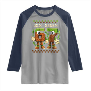 Six Seven Brainrot Italian Funny 67 Raglan Shirt Checkered Kids Gaming Meme TS10 Sport Gray Navy Print Your Wear
