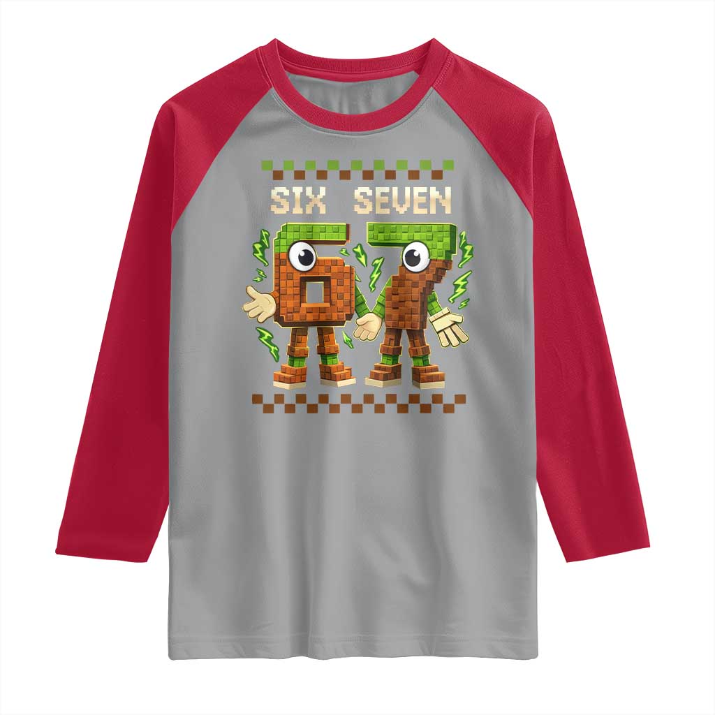 Six Seven Brainrot Italian Funny 67 Raglan Shirt Checkered Kids Gaming Meme TS10 Sport Gray Red Print Your Wear