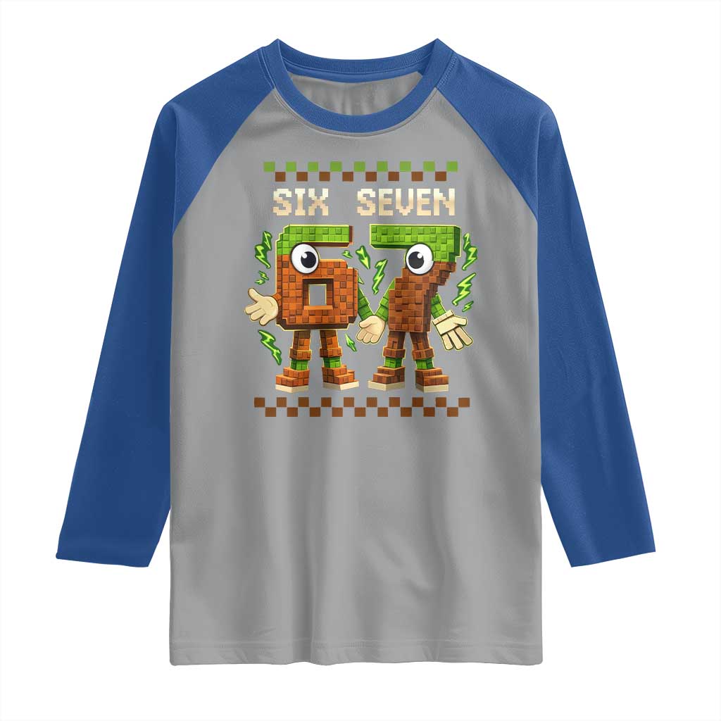 Six Seven Brainrot Italian Funny 67 Raglan Shirt Checkered Kids Gaming Meme TS10 Sport Gray Royal Print Your Wear