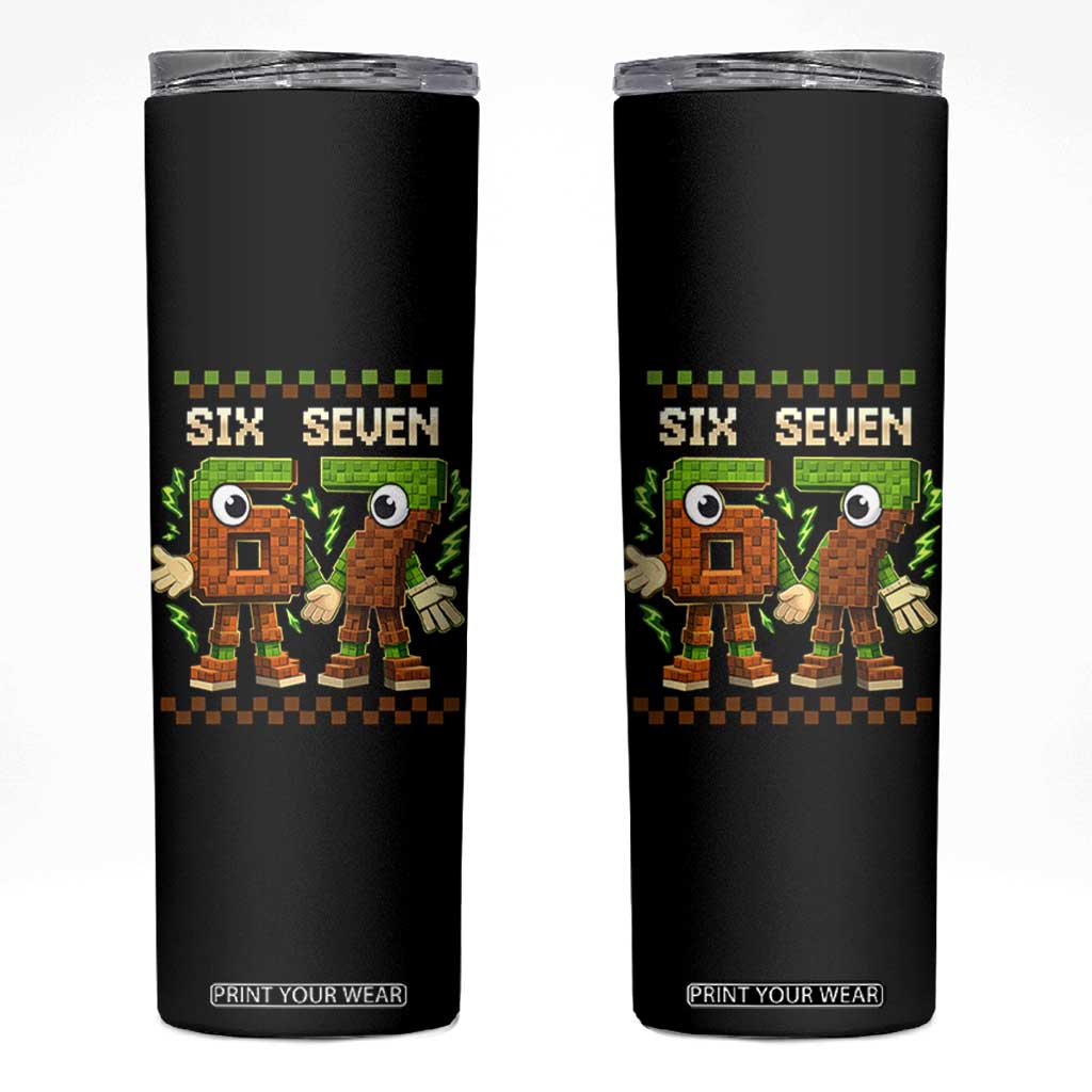 Six Seven Brainrot Italian Funny 67 Skinny Tumbler Checkered Kids Gaming Meme TS10 Black Print Your Wear
