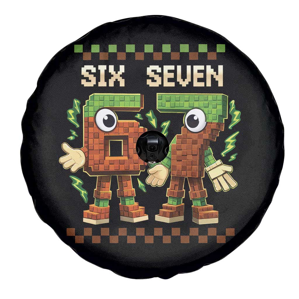 Six Seven Brainrot Italian Funny 67 Spare Tire Cover Checkered Kids Gaming Meme TS10 Print Your Wear