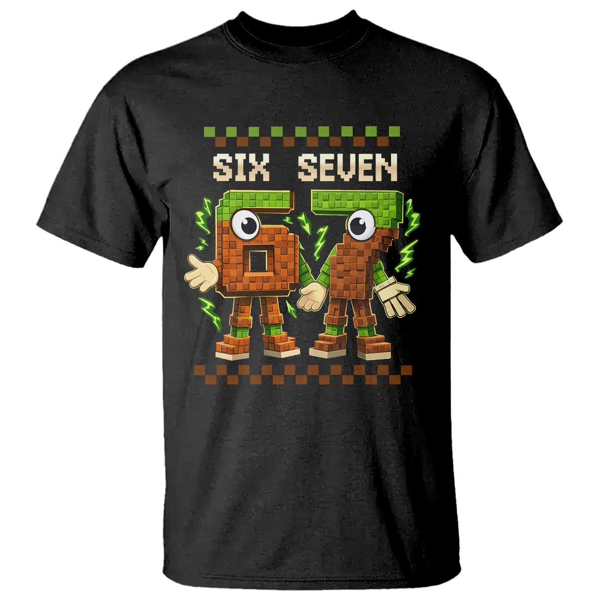 Six Seven Brainrot Italian Funny 67 T Shirt Checkered Kids Gaming Meme TS10 Black Print Your Wear